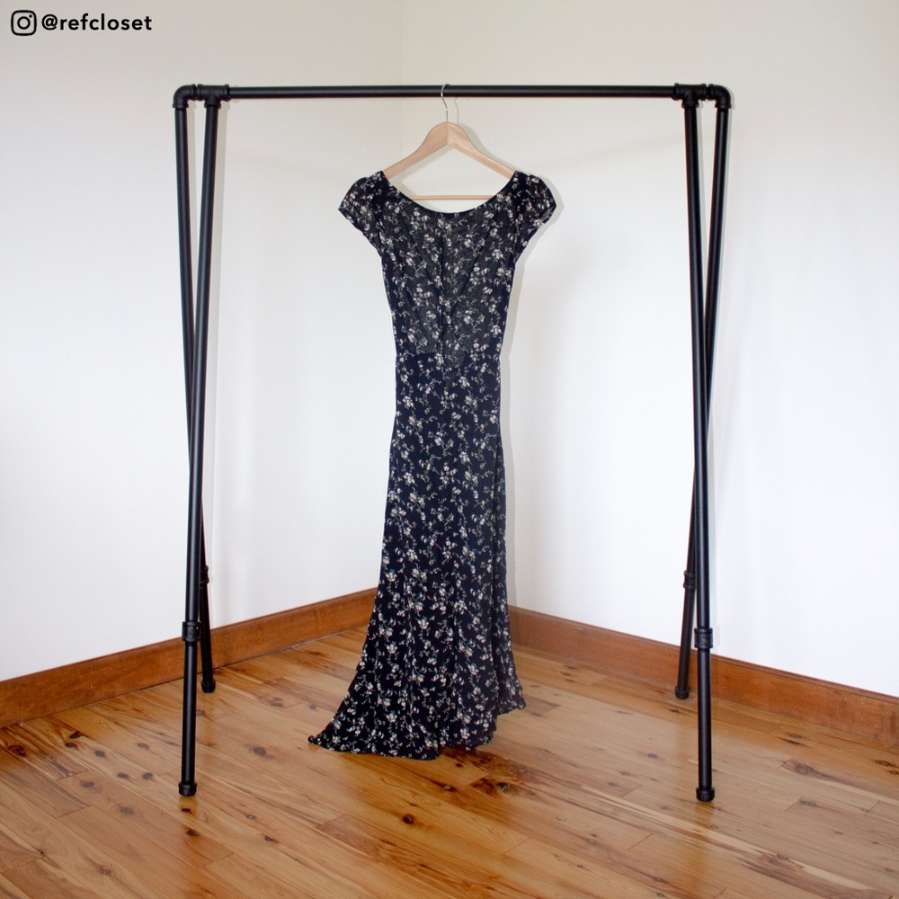 Reformation Black Floral Midi Dress